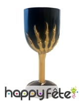 Verre halloween gothique noir pied squelette, image 1
