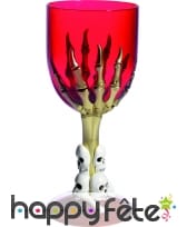 Verre halloween gothique rouge avec pied squelette