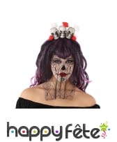 Voile noir avec crânes dia de los muertos, femme