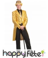 Veste queue de pie sequins dorés, homme