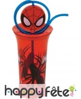 Verre Spiderman en plastique avec paille