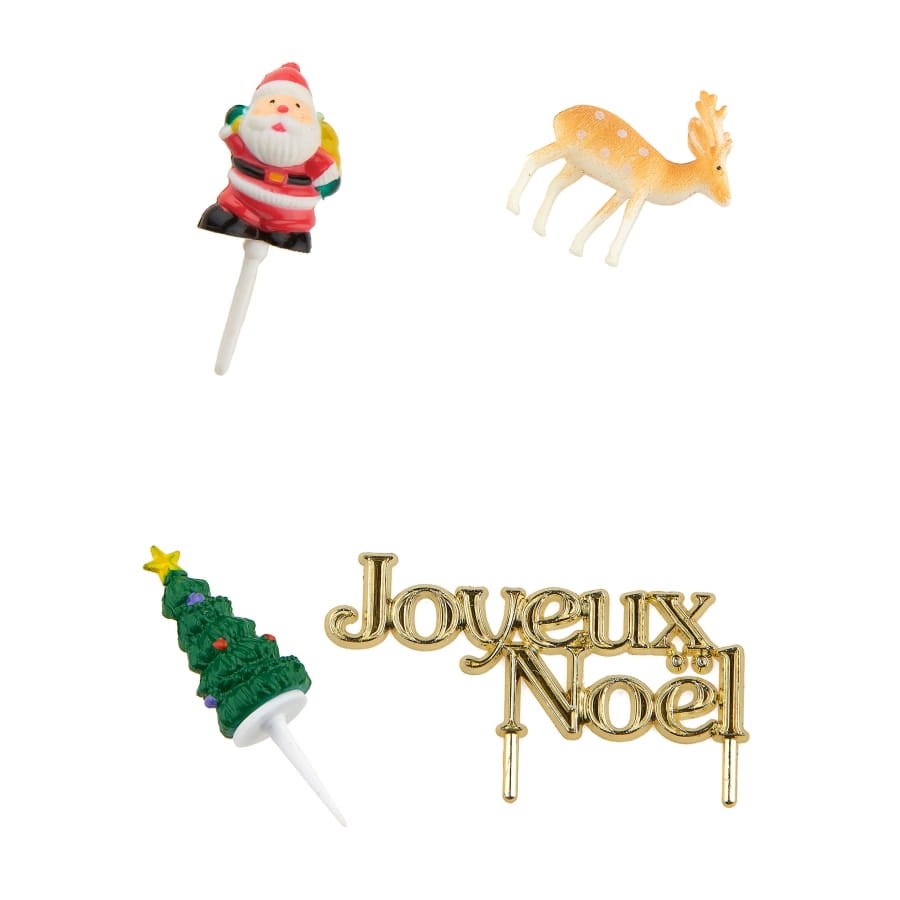 Kit décoration bûche Joyeux Noël 3 pièces 4-7,3 cm - Vegaooparty