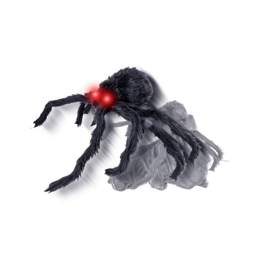 Araignée Sauteuse Animatronique Halloween – 50 Cm, Yeux LED, Sonore – Décoration Effrayante Avec Détection De Mouvement