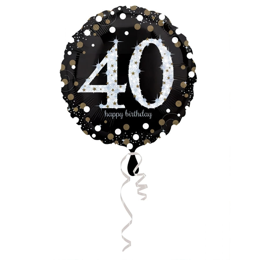 Ballon 40 Ans Noir Holographique 45cm