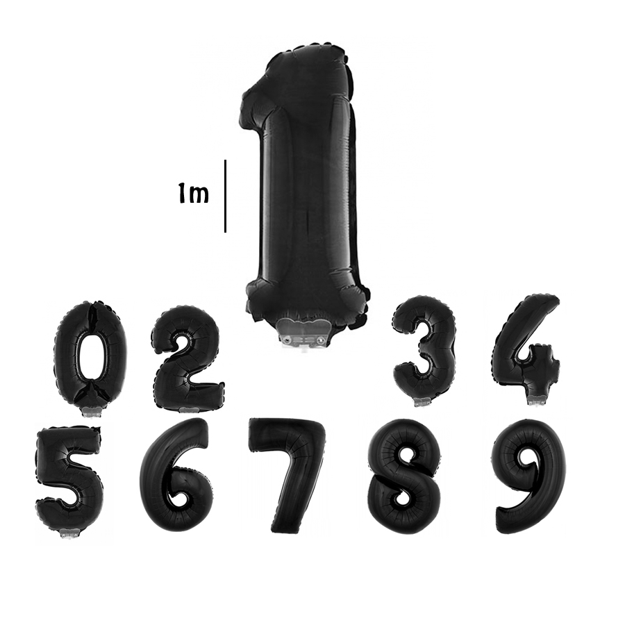 Ballon chiffre aluminium noir de 1m
