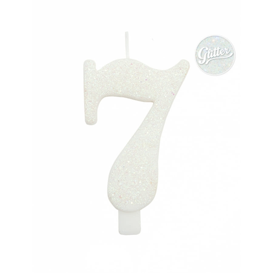 Petite Bougie Pilier Blanche à Paillettes Argentées - 5cm - Idéale Noël