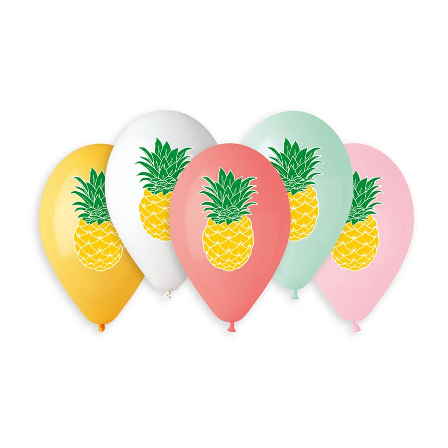 Ballons colorés motif ananas, par 5