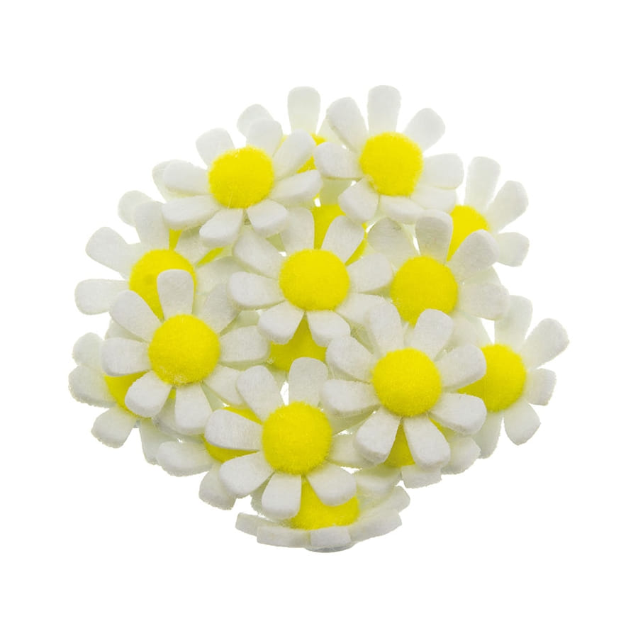 APLI Kids - 50 Fleurs En Feutrine Adhésives - Pour Loisirs Créatifs Enfants - Tailles 2 à 5 Cm - Couleurs Variées