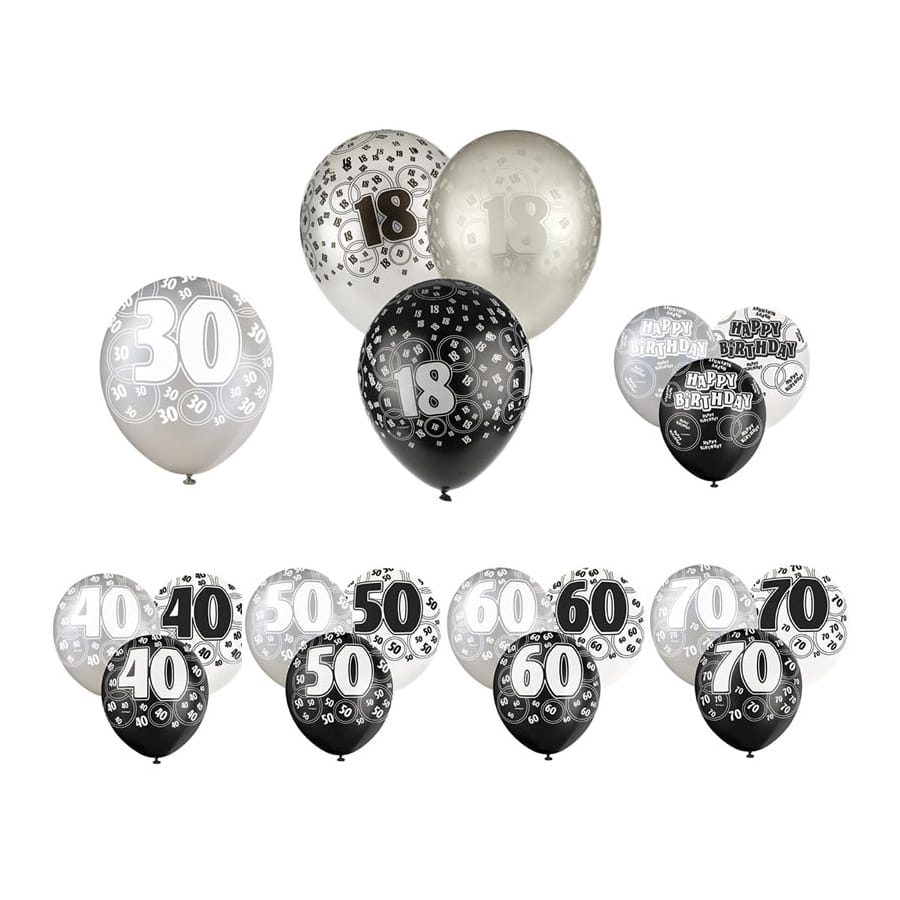 Ballons anniversaire 50 ans noir & argent