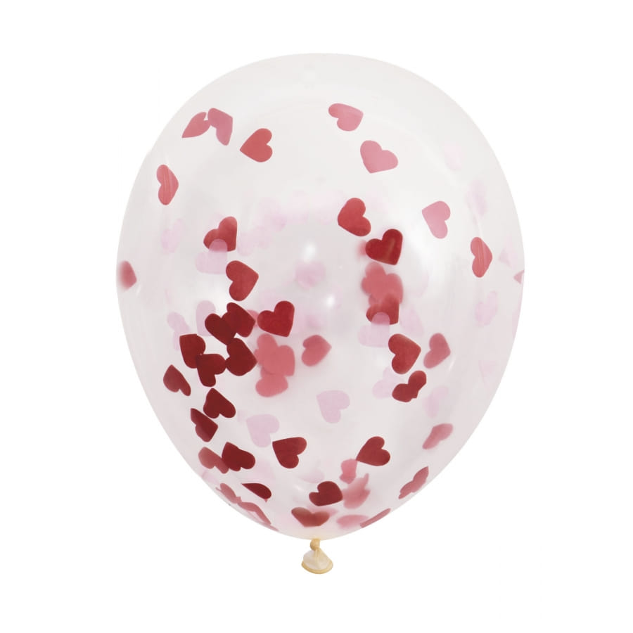 Ballons Saint valentin avec confettis coeurs