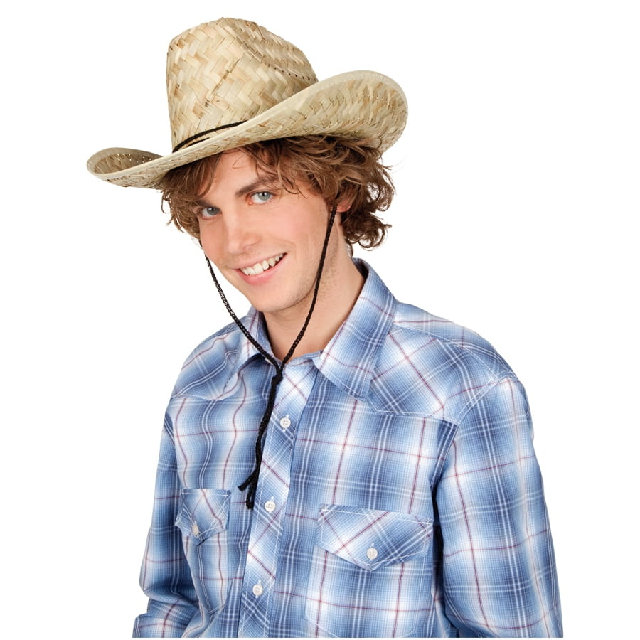 Accessoire Mode été Chapeau Cowboy En Paille Zylioo - Taille Adjustable  57-62cm - - Style Western Plage Protection UV, image size:900x900