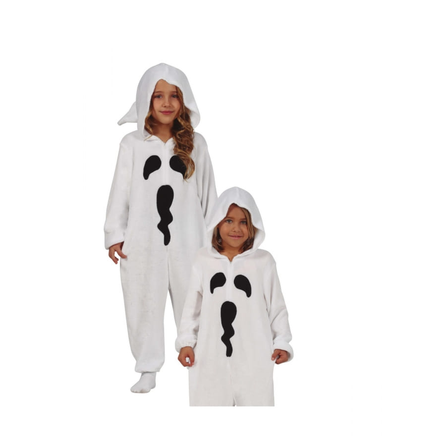 Costume Fantôme Blanc Pour Enfant Halloween – Cape Avec Sac Citrouille – Phosphorescent – Garçon/fille 3-12 Ans