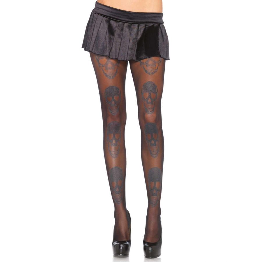 Chaussettes Résille Halloween – Motif Tête De Mort, Nylon Élastique, Pour Fêtes Et Cosplay – 2 Paires