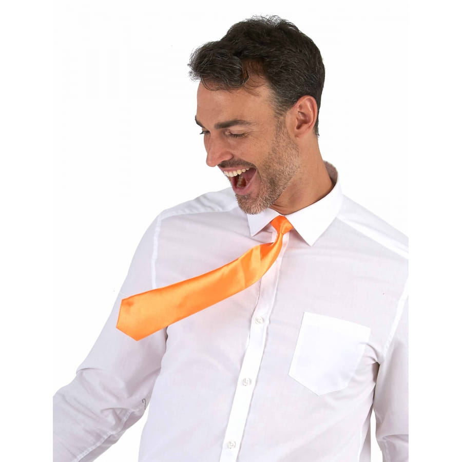 Cravate orange fluo, attache élastique