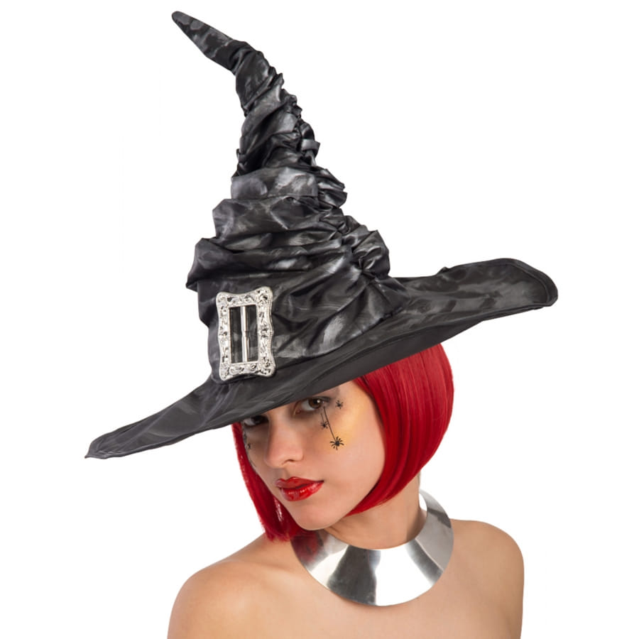 Chapeau De Sorcière Pointu Large Bord - Tricoté Pliable Pour Halloween, Cosplay, Déguisement Femme - Rose, Noir, Beige