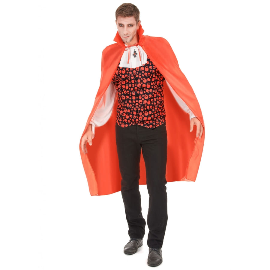 Cape De Vampire Réversible Noir Et Rouge - Col Montant - 150 Cm - Pour Adultes Et Ados - Halloween, Cosplay, Fête