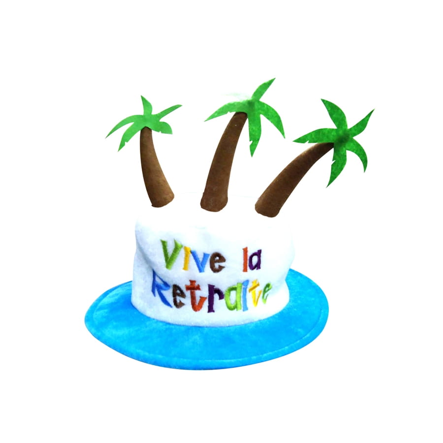Chapeau vive la retraite avec palmiers