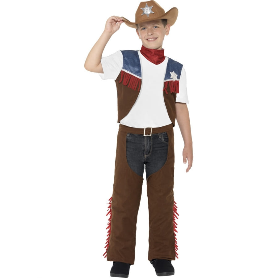Générique Deguisement Costume de Cowboy avec Bandana, Gilet et Chapeau pour Bebe Enfant Garçons, Brun
