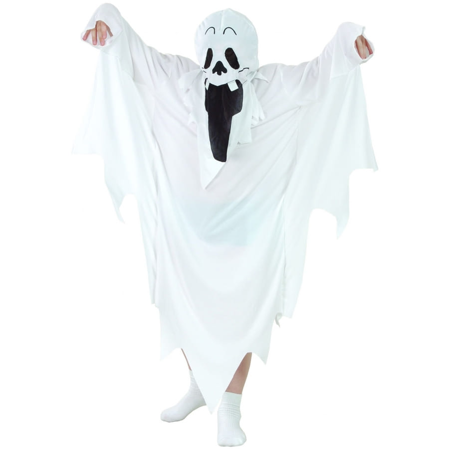 Déguisement Fantôme Halloween Femme - Cape Blanche à Capuche Avec Chaussettes Araignée - Taille Adulte - 4