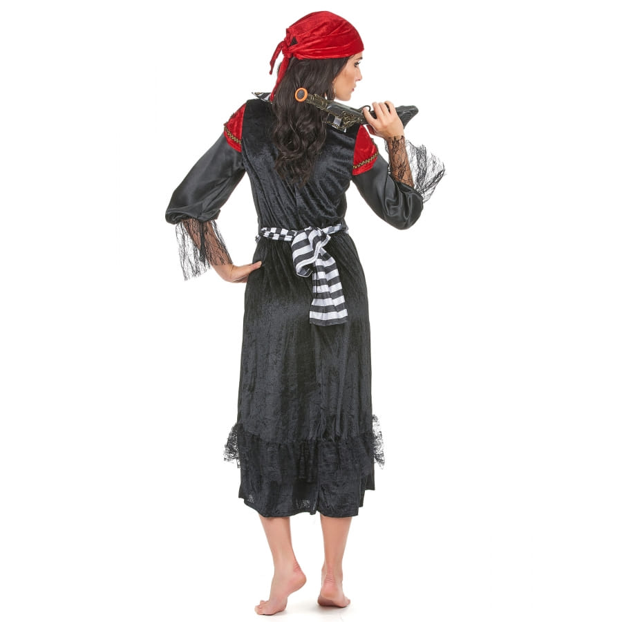 Déguisement de femme pirate avec longue robe noire