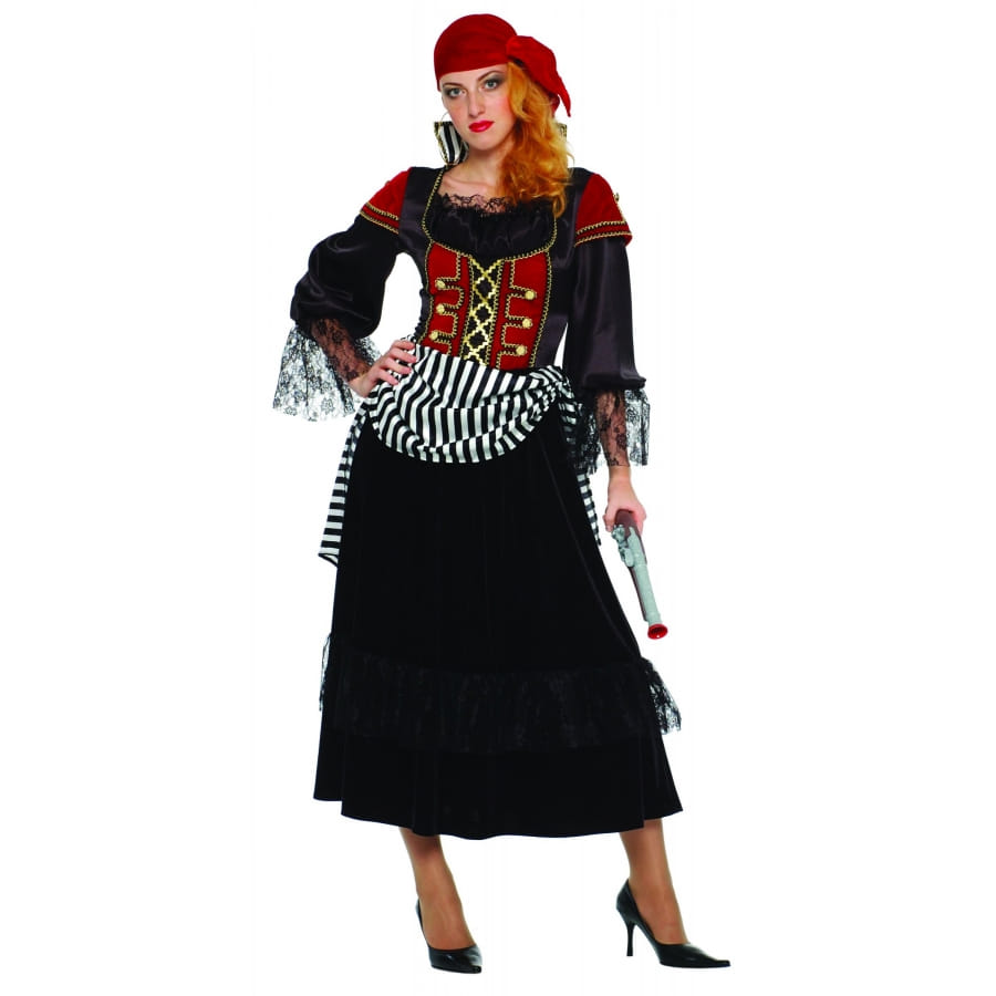 Déguisement de femme pirate avec longue robe noire