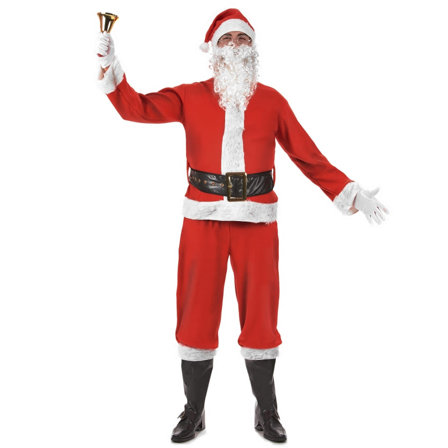 Costume Complet Père Noël Pour Adultes Taille Unique - Veste, Pantalon, Chapeau, Barbe, Ceinture - Pour Fêtes Et Animations