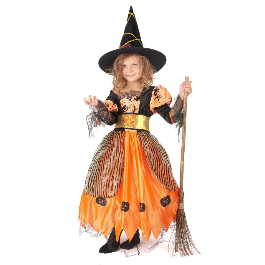 Costume De Citrouille Fantôme Halloween Pour Enfants – Cape Avec Capuche, Sac Et Lunettes – Déguisement Sorcier Ou Sorcière – 4 Pièces – 3 à 15 Ans