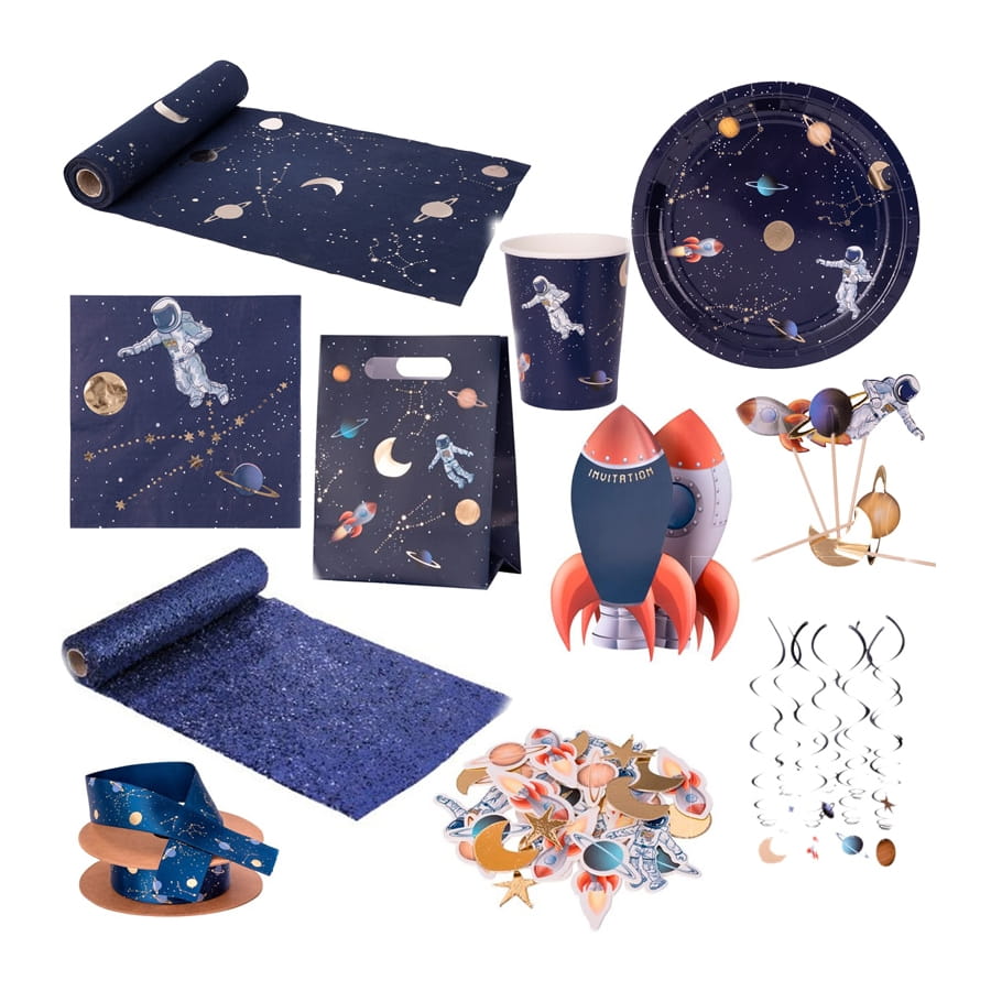 Décoration De Gâteau Espace - Astronaute, Fusée, Planètes, étoiles - Pour Anniversaire, Babyshower, Thème Spatial