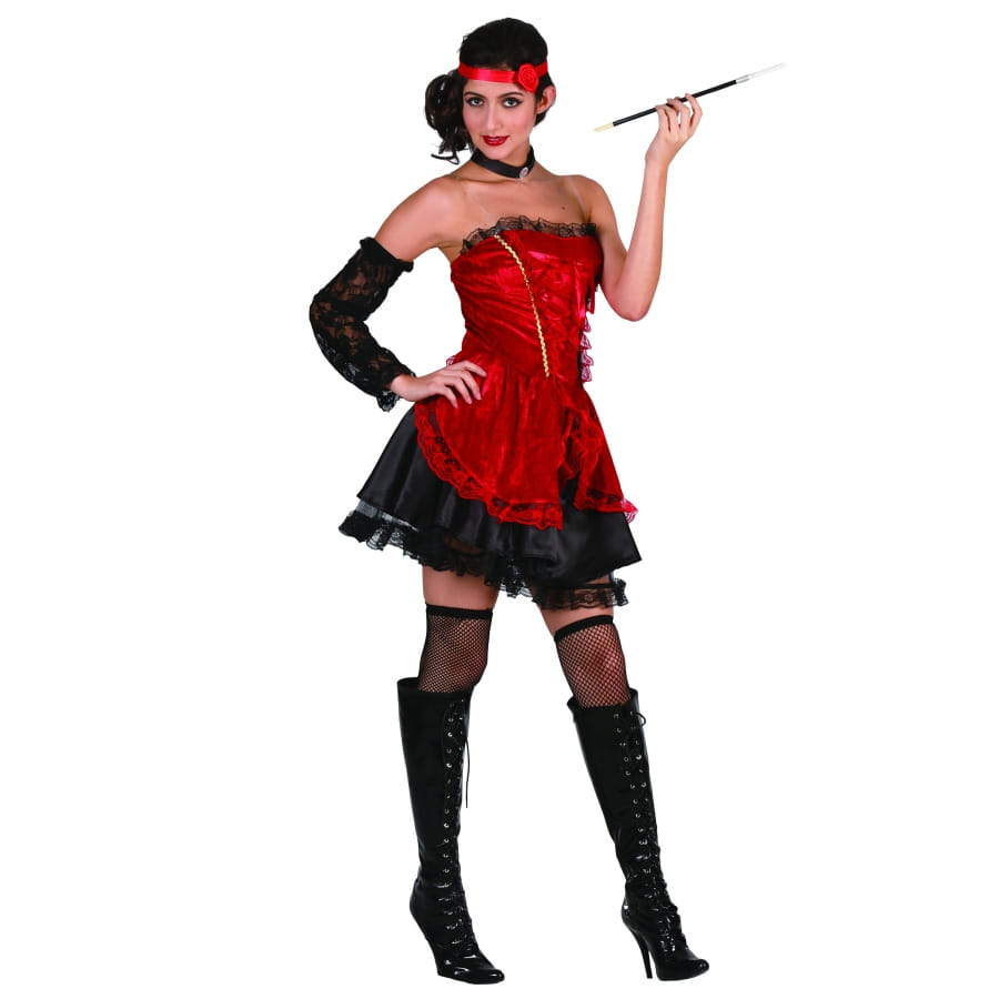 Déguisement robe courte de cabaret noire et rouge