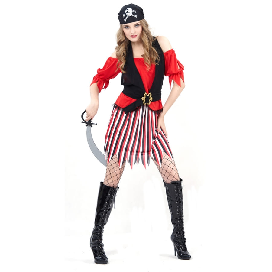 Déguisement pirate femme rayures rouges
