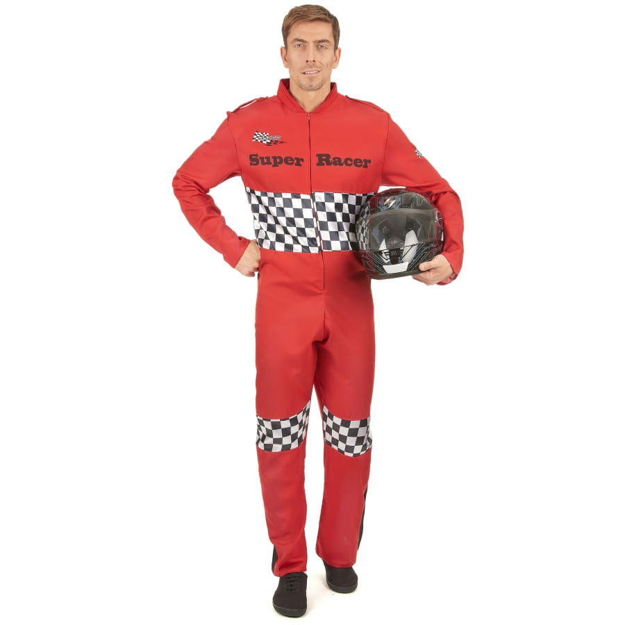 Salopette de pilote de course rouge avec écussons