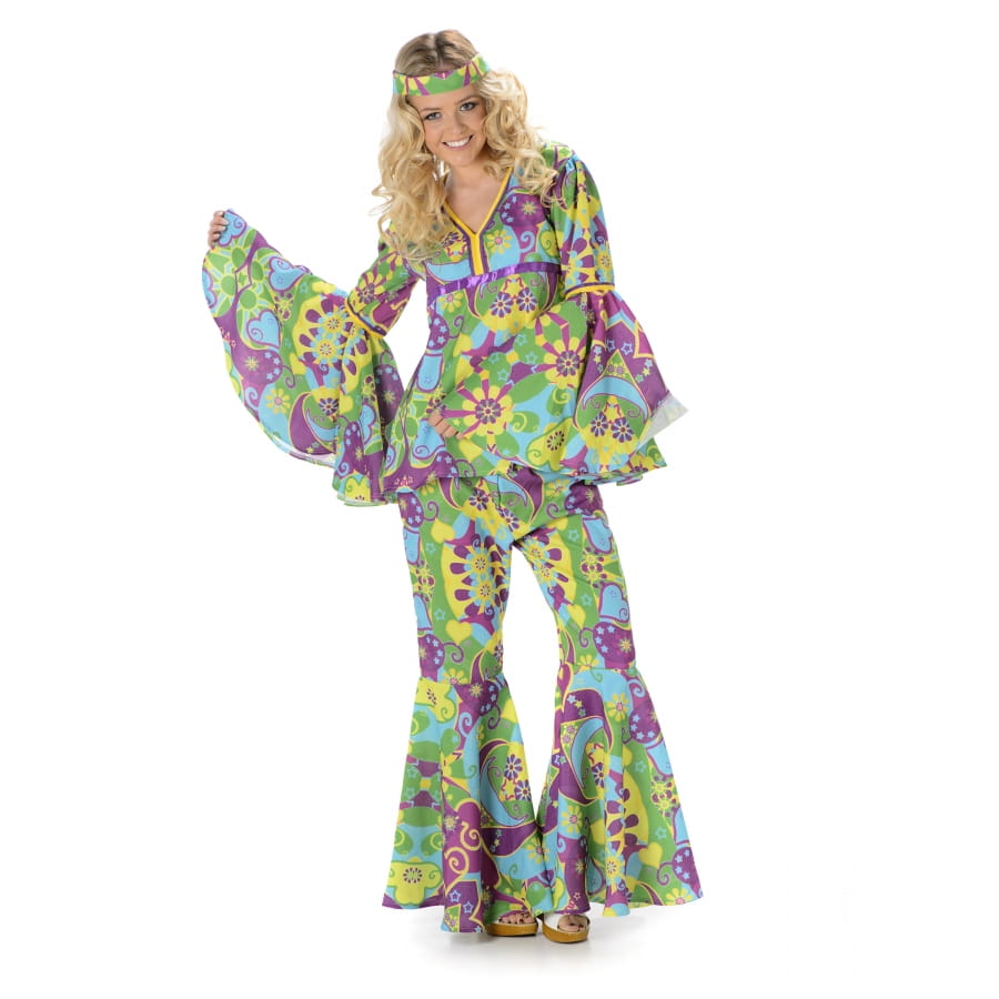 Ensemble Chemisier Hippie Femme – Style Années 70 Fleuri – Parfait Carnaval Et Fêtes à Thème