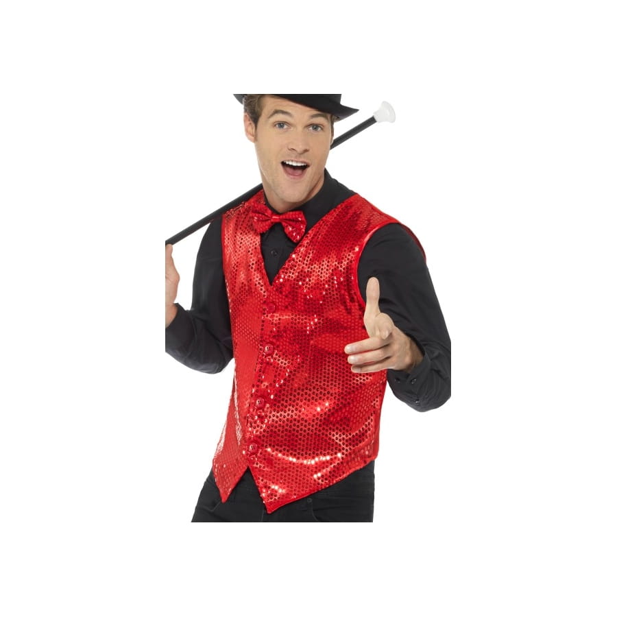  Gilet  rouge   sequins pour homme 