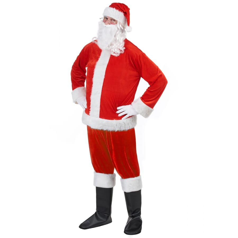 Bonnet De Père Noël Avec Barbe - Déguisement Noël Pour Homme, Grand-père, Papa