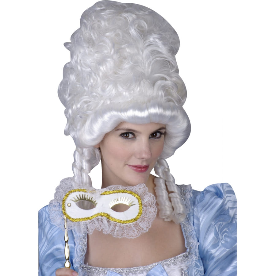Perruque baroque blanche mesdames déguisements médiéval renaissance Boule Accessoire pour Femme 