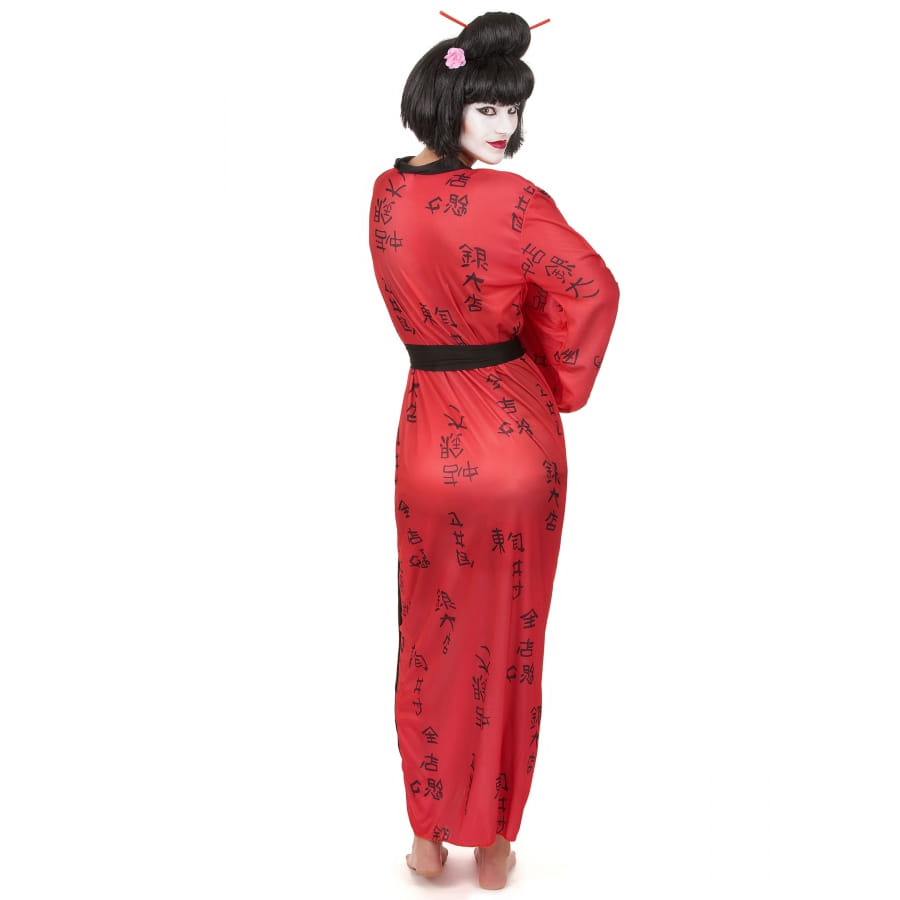Sexy Red Print Geisha Girl Kimono Fancy Dress Costume On Onbuy