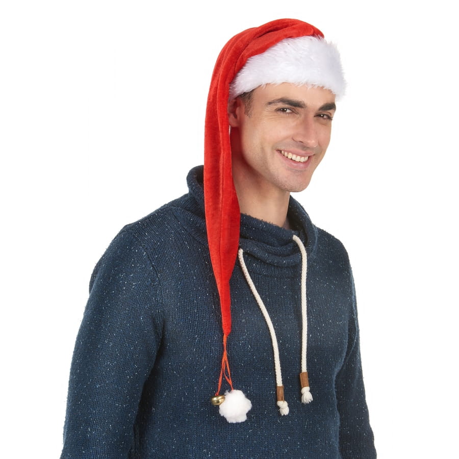 Bonnet Long Père Noël En Velours 75cm | Chapeau Adulte Unisexe Pour Noël, Cosplay, Fêtes