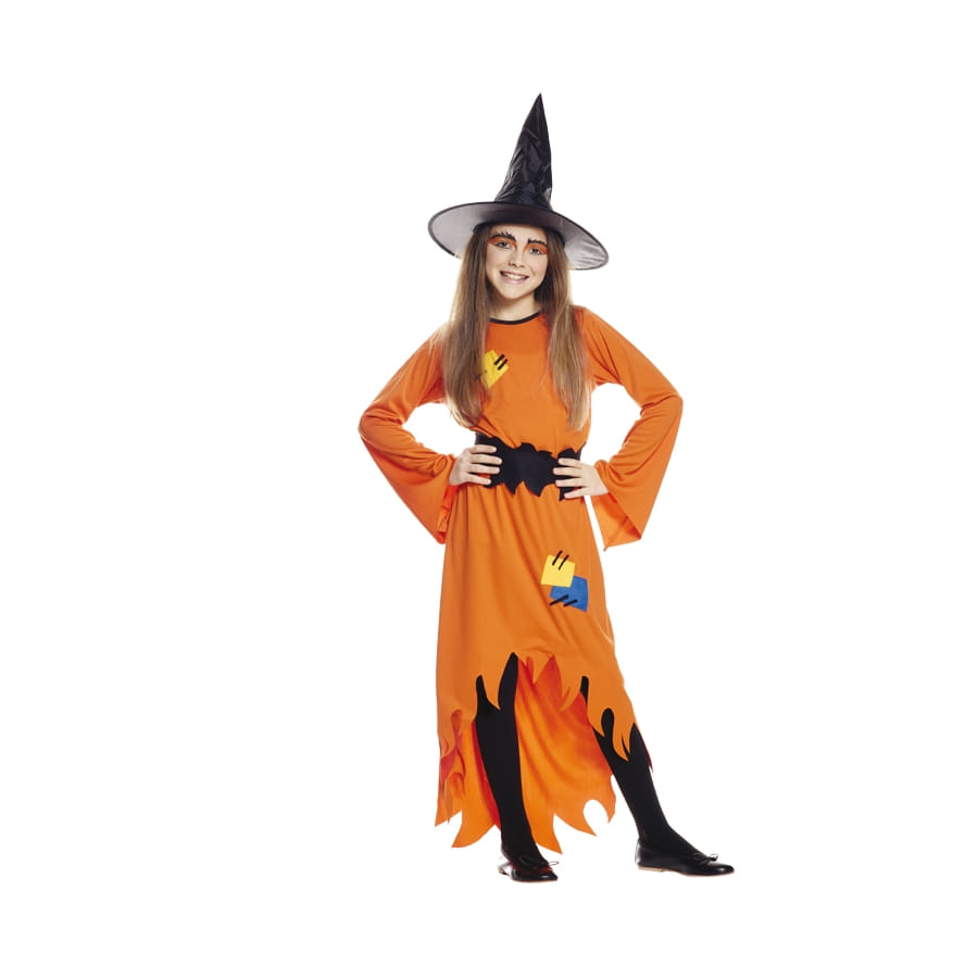 Costume Sorcière Halloween Pour Fille - Robe + Chapeau - Déguisement Enfant Confortable Et Tendance