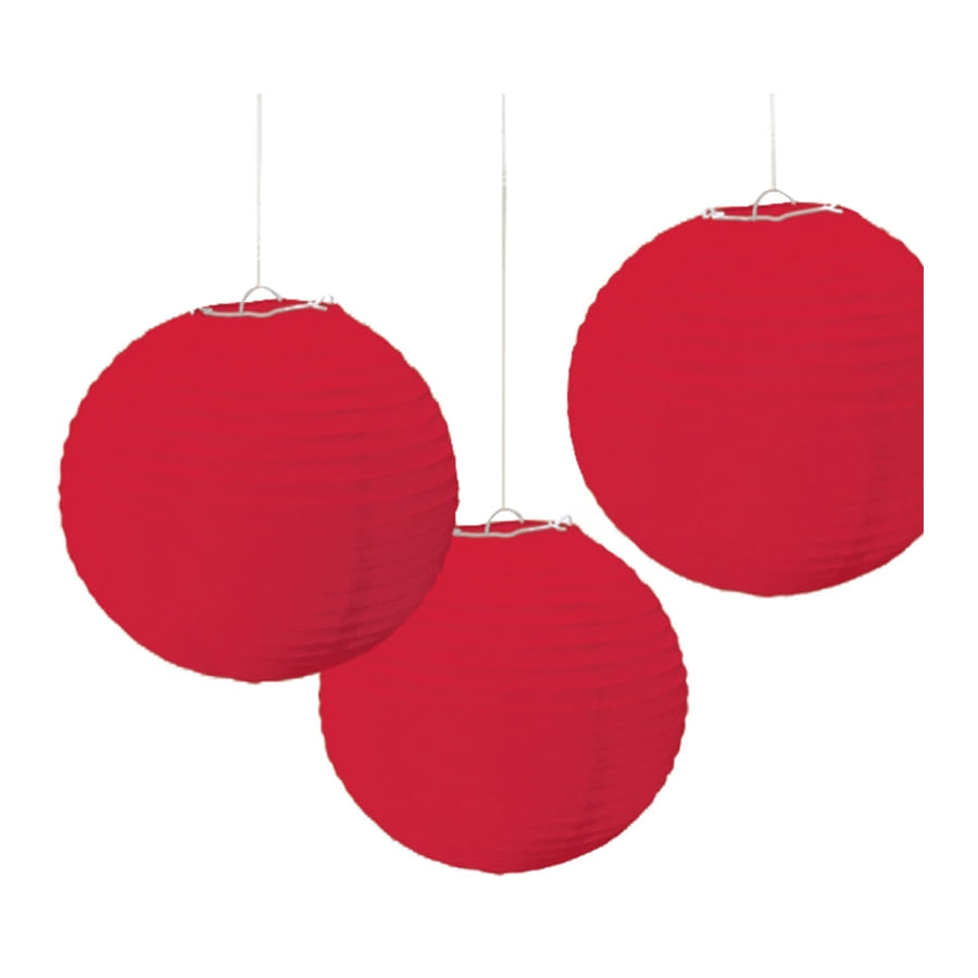 Lanternes rouges rondes en papier, 24cm