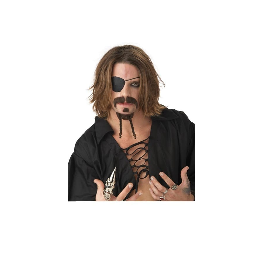 Moustaches et bouc brun de pirate