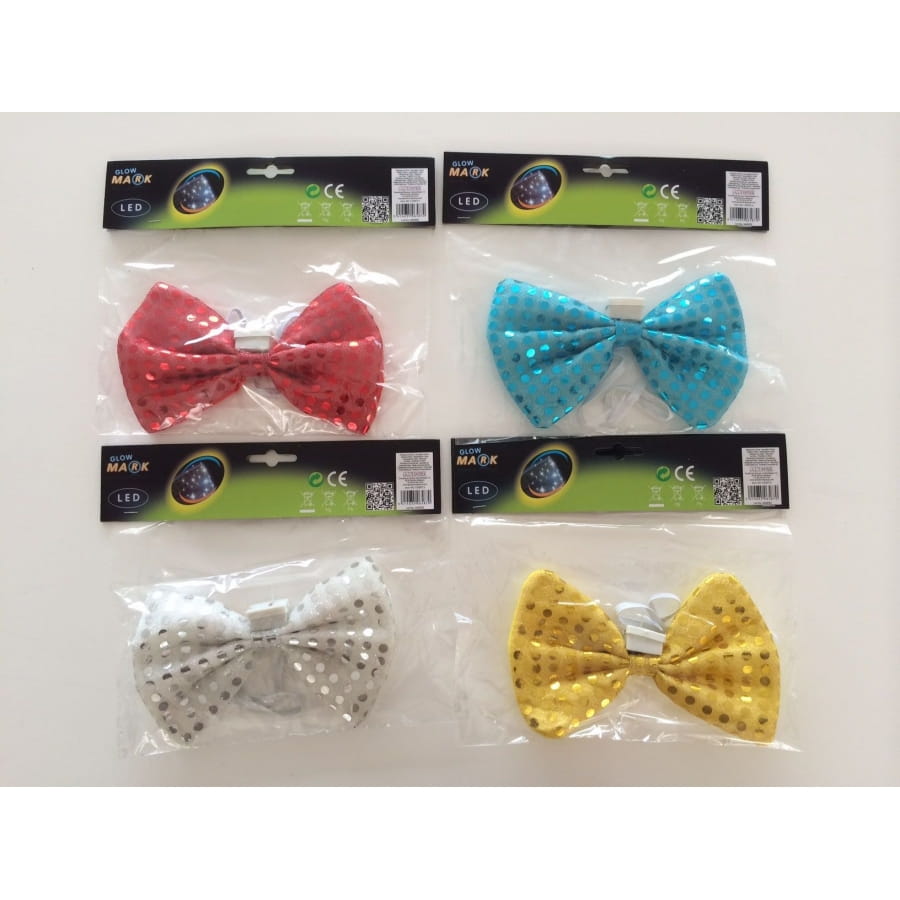 Nœud Papillon Pailleté Argent à élastique - Déguisement Cabaret, Disco Ou Fête Glamour