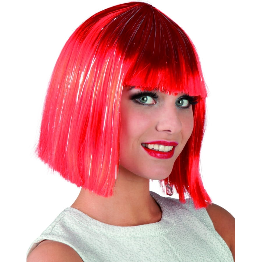 Perruque Courte Synthétique Rouge Avec Frange – Bonnet Moyen – Style Naturel
