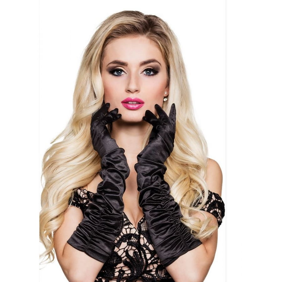 Gants De Soirée Longs - 2 Paires En Spandex Extensible | Noir Et Rouge, Style Rétro Années 20