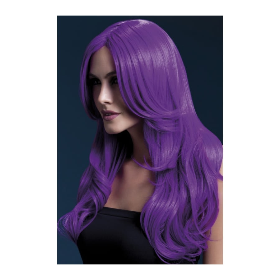 Women's Long élégant violet queue de cheval Rappeur Perruque longue cheveux violet HW-6713