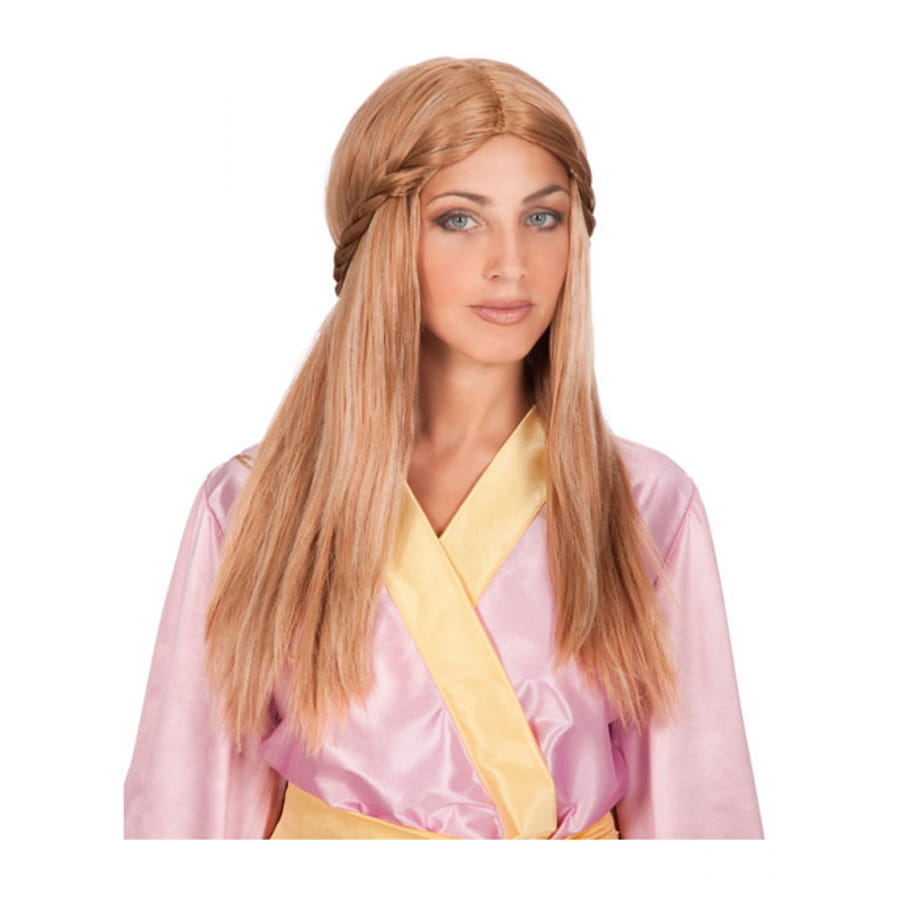 Perruque Raiponce Princesse Enfant - Cheveux Blonds Avec Fleurs - Cercle Tête Adjustable - 50cm