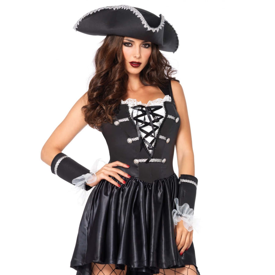 Robe courte corset noire de femme pirate