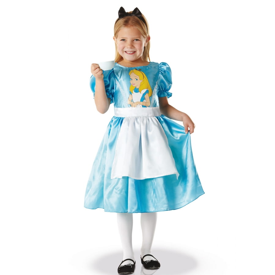 Filles Alice Costume Avec Collants Enfant Semaine Du Livre des merveilles Princesse robe fantaisie 