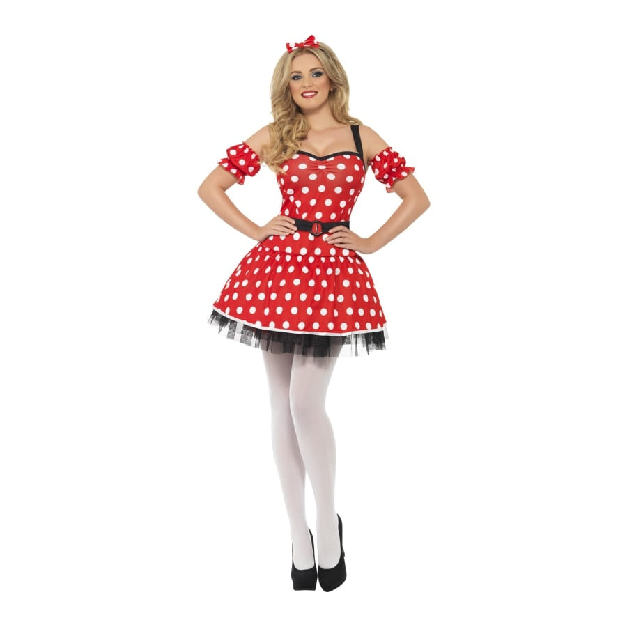 Halloween pour Femmes Minnie Mouse A Pois Rouges Costume Déguisement 