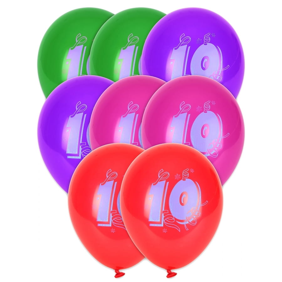 Sachet de 8 Ballons D'anniversaire Multicolores 20 ans