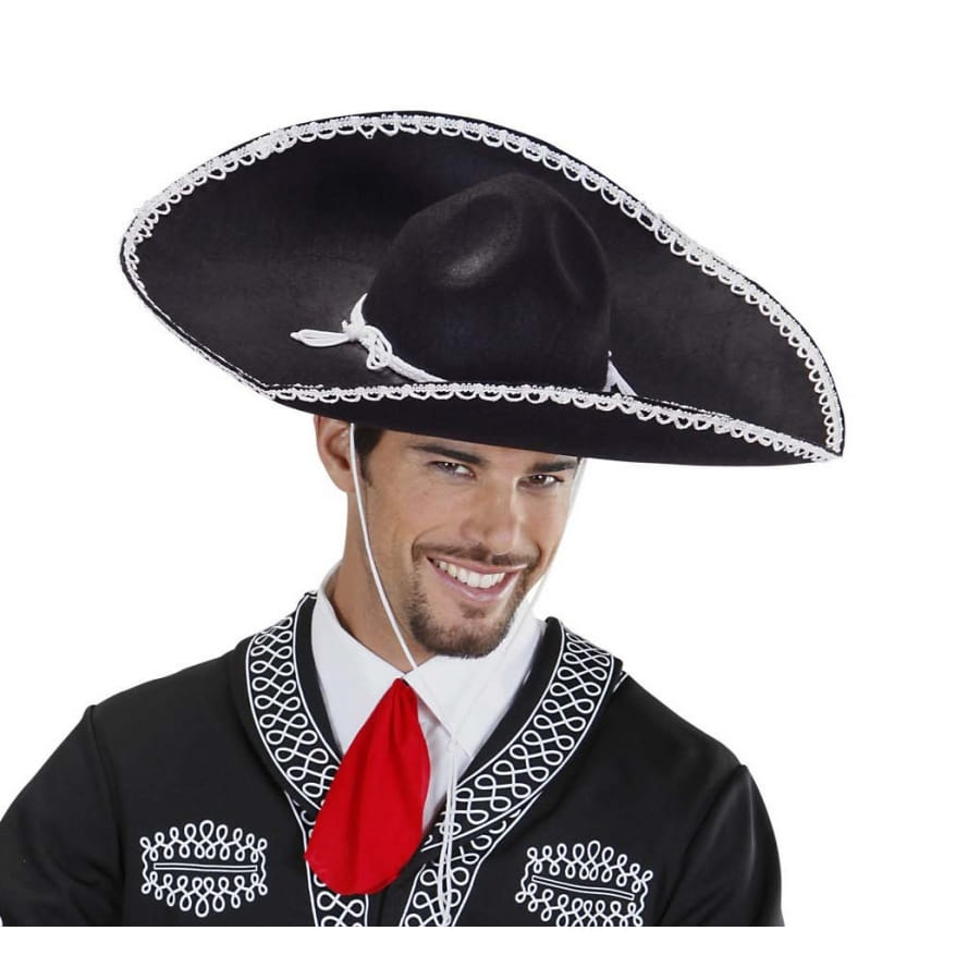 Grand Sombrero Mexicain Coloré Avec Pompons Blancs – Taille Unique Unisexe – Pour Enterrement De Vie De Garçon, Fête